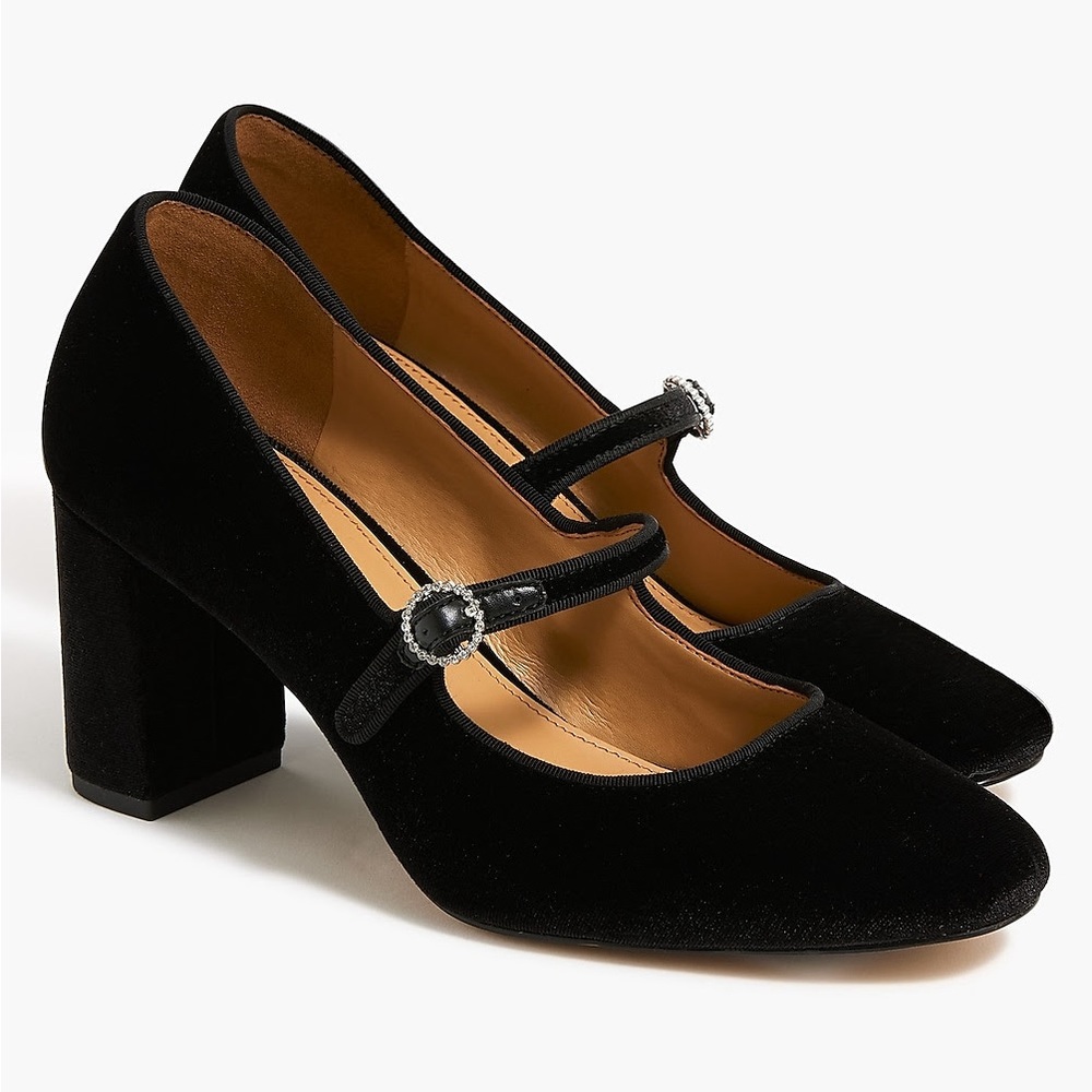 J Crew Velvet Mary Jane Pumps